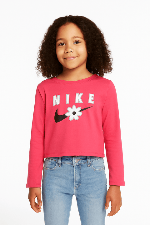 Nike Girl's Pink Logo Printed Long Sleeve Blouse|Nike In Lebanon