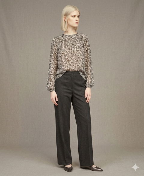 Michael Kors Women's Grey  Long-Sleeve Pin-Tuck Blouse |  Michael Kors in Lebanon