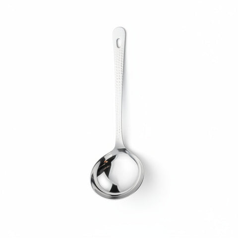 Silver ladle on a white background
