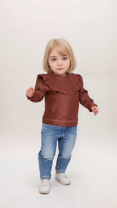 POMPdeLUX Girl's Blush Olivia Lt Velour Sweater |POMPdeLUX in Lebanon