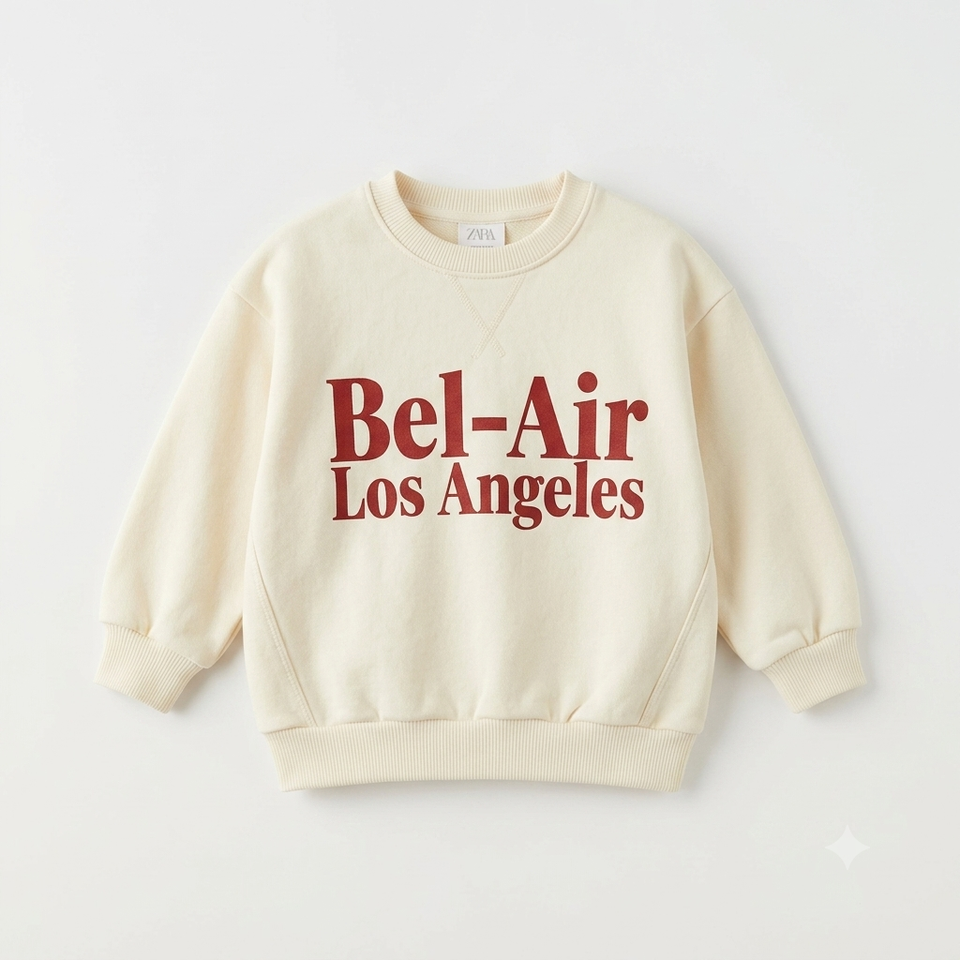 Zara Girl's Cream Cozy Graphic Crew Neck Sweatshirt | Zara In Lebanon