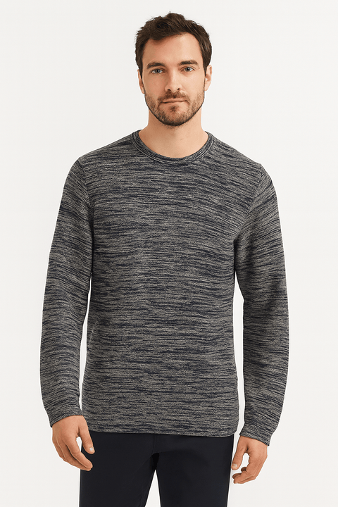 Rebel Men's Gray Striped Crew Neck Long Sleeve Blouse | Rebel In Lebanon