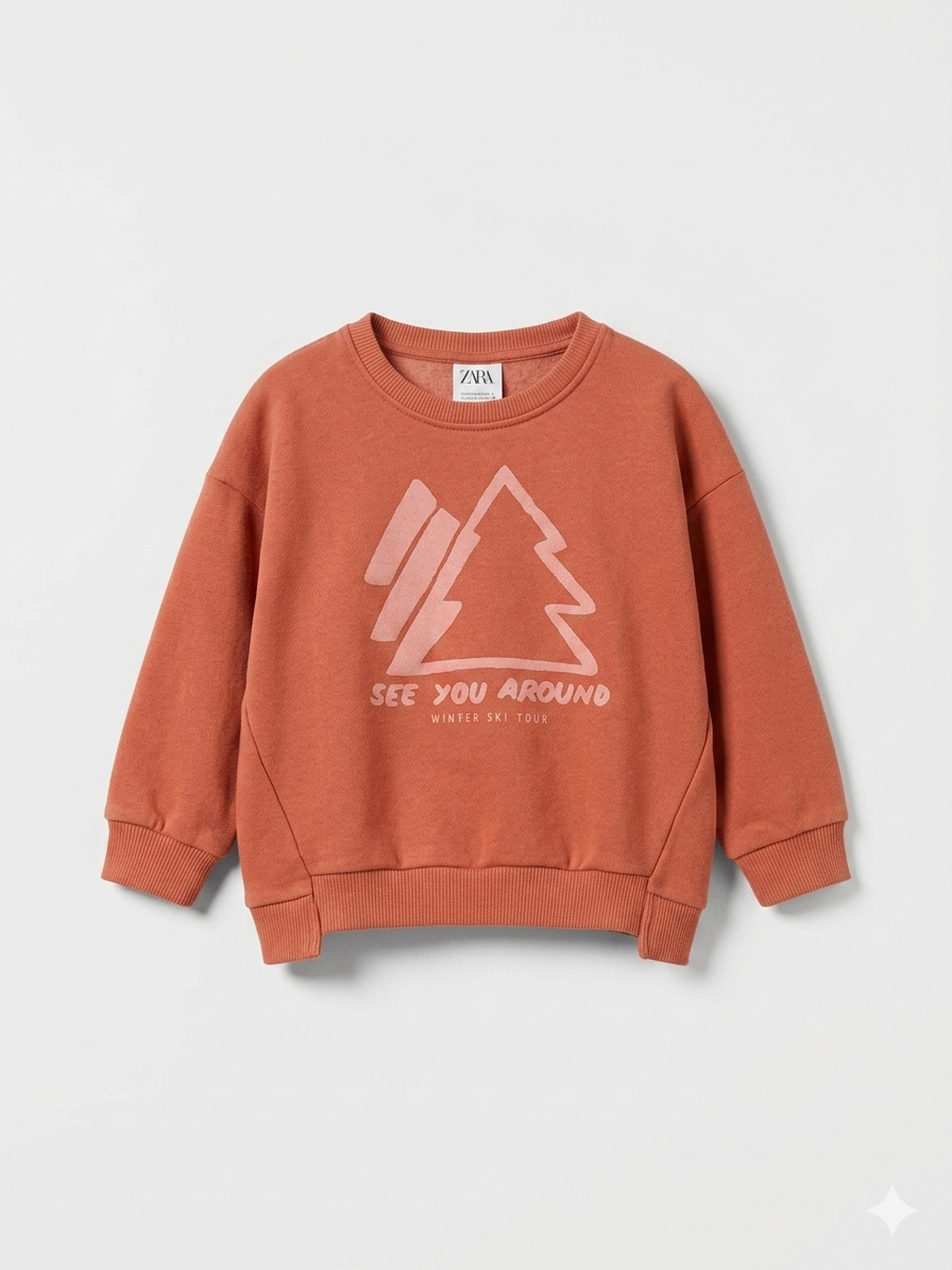 Zara Girl's Coral Printed Sweatshirt | Zara In Lebanon