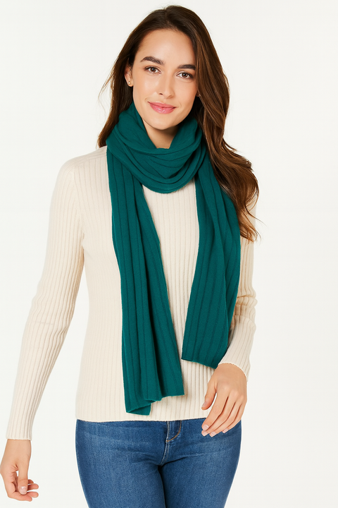 Charter Club Women's Green Ribbed 100% Cashmere Scarf| Charter Club In Lebanon