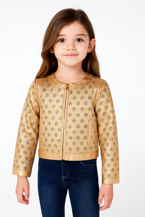 Boboli Girl's Gold Leather Jacket| Boboli in Lebanon