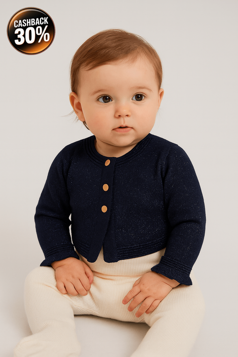 Boboli Baby Girl's Navy Buttoned Long-Sleeve Cardigan | Boboli in Lebanon