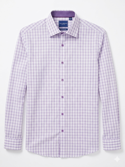 Nick Graham Men's Purple & White Long Sleeve Shirt | Nick Graham In Lebanon