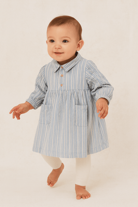 POMPdeLUX Girl's Blue Striped Dress |POMPdeLUX in Lebanon