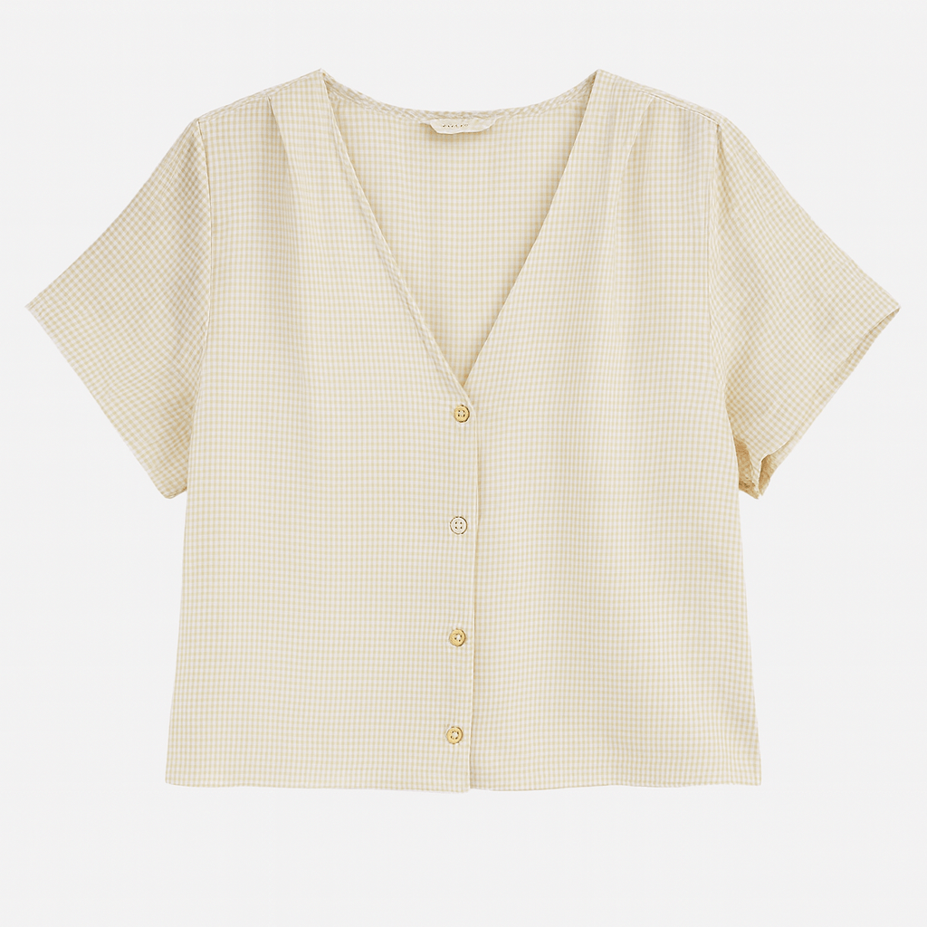 Mango Women's Beige See-Through Short-Sleeve Shirt| Mango in Lebanon