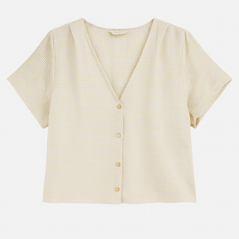 Mango Women's Beige See-Through Short-Sleeve Shirt| Mango in Lebanon