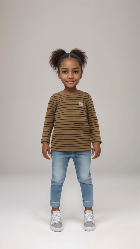 POMPdeLUX Girl's Beige/Brown Villads Long Sleeve Blouse| POMPdeLUX in Lebanon
