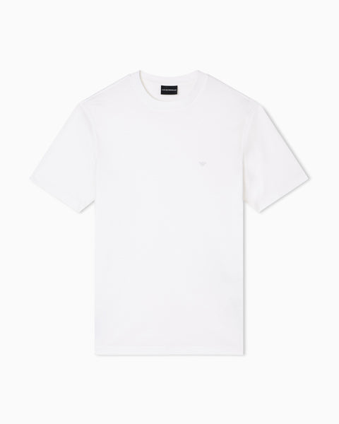 Emporio Armani Women's White Logo Embroidered T-Shirt | Emporio Armani In Lebanon