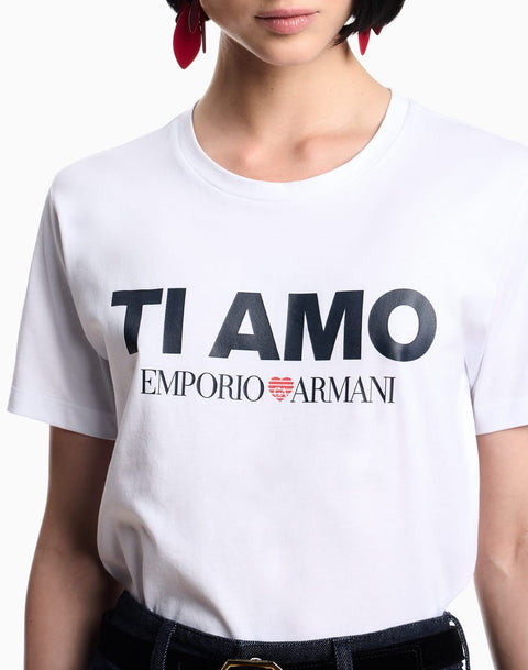 Emporio Armani Women's White Tiamo Printed T-Shirt | Emporio Armani In Lebanon