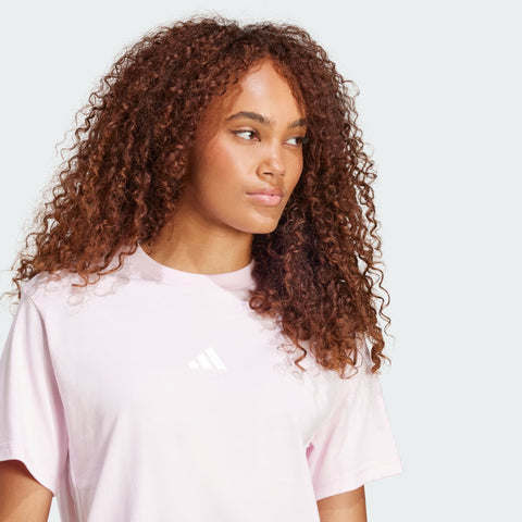 Adidas Women's Clear Pink/White Essentials 3-Stripes Cotton T-Shirt | Adidas In Lebanon