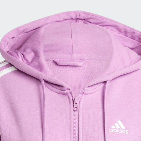 Adidas Women's Purple Essentials 3 Striped Hooded Training Jacket|Adidas In Lebanon
