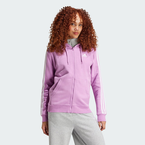 Adidas Women's Purple Essentials 3 Striped Hooded Training Jacket|Adidas In Lebanon