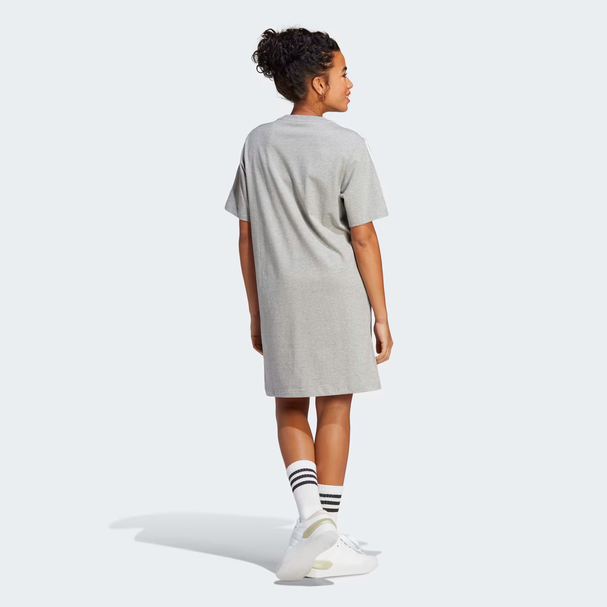 Adidas Women's Grey Essentials 3-Stripes Single Jersey Boyfriend Tee Dress | Adidas In Lebanon