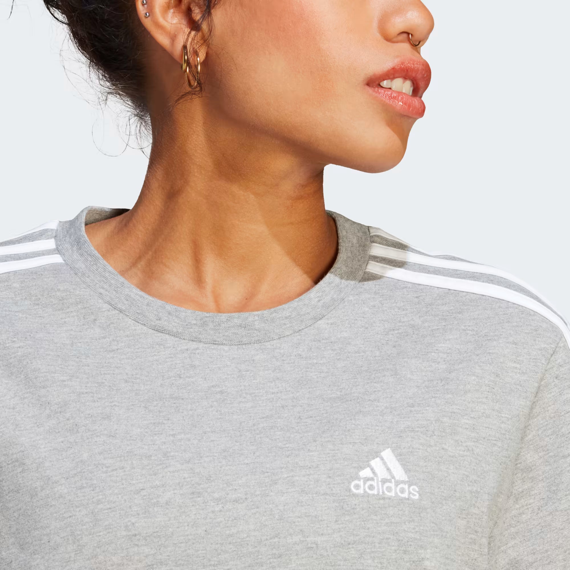 Adidas Women's Grey Essentials 3-Stripes Single Jersey Boyfriend Tee Dress | Adidas In Lebanon