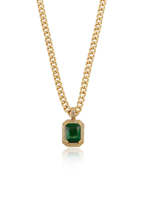 Ettika Women's Green & Gold Emerald Stone Pendant Link Necklace | Ettika  In Lebanon