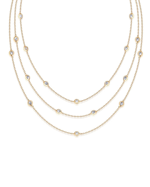 Ettika Women's Gold Perfect Crystal Dotted Layered Necklace | Ettika In Lebanon