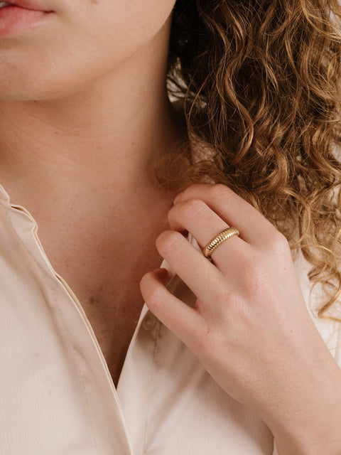 Ettika Women's 18k Gold Plated Ribbed Flex Ring| Ettika  in Lebanon