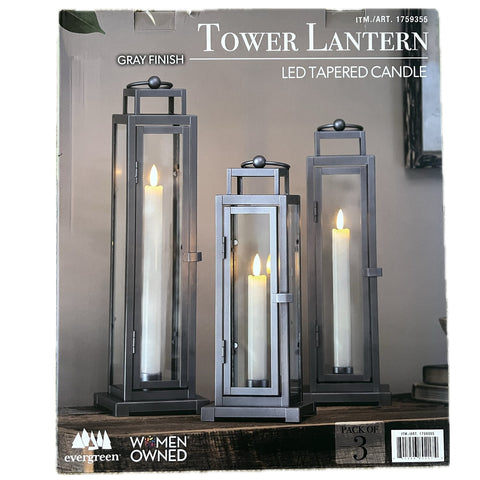 Evergreen LED Tapered Candle Tower Lantern 3 Count |Evergreen In Lebanon