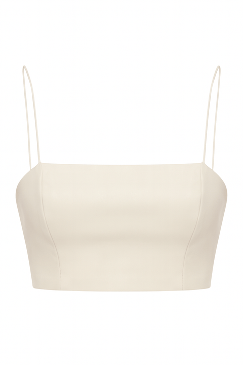 Miss Selfridge Women's Beige Sleeveless Crop-Top ANF2738