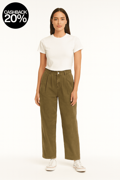 Forever 21 Women's Khaki Green Velvet Pant |Forever 21 In Lebanon
