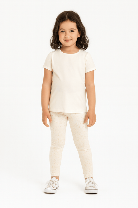 POMPdeLUX Girl's White Spotted Legging | POMPdeLUX in Lebanon