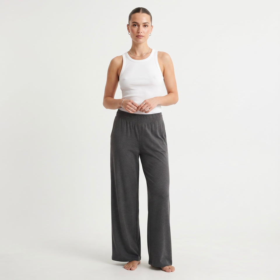 Max & Mia Women's Dark Grey Wide Leg Stretch Sweatpants