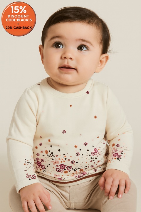 S.Oliver Baby Girl's Off White Long-Sleeve Printed Sweatshirt