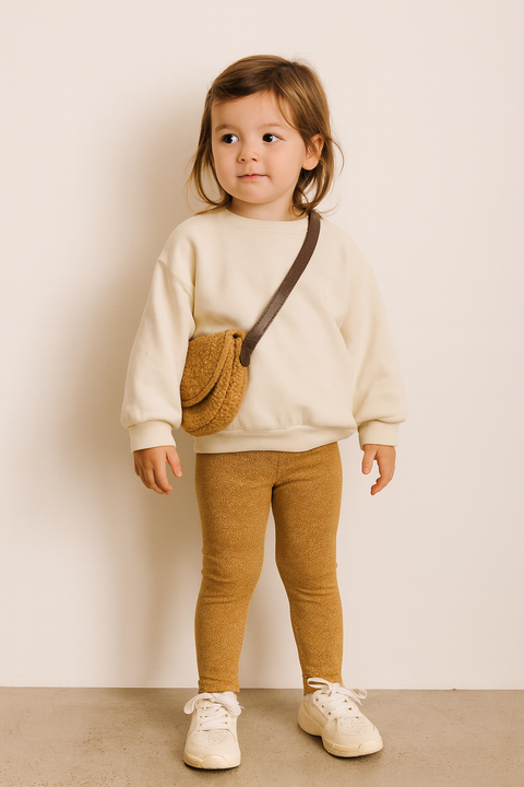 POMPdeLUX Girl's Camel Rose Print  Trousers   |POMPdeLUX in Lebanon
