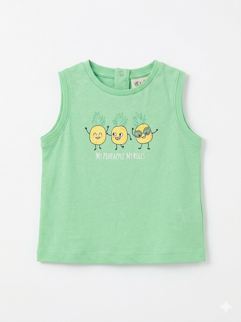 Charanga Baby Boy's Green Printed Tank Top | Charanga In Lebanon