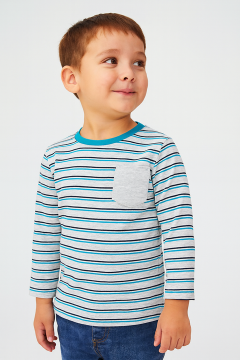 Epic Threads Boy's Multicolor Stripe Slate Long-Sleeve Blouse | Epic Threads In Lebanon