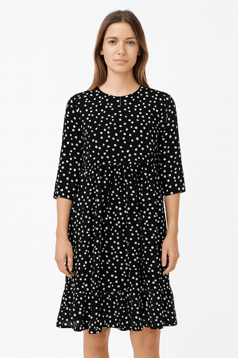 Fresh Made Women's Black Midi Flared Dress | Fresh Made In Lebanon