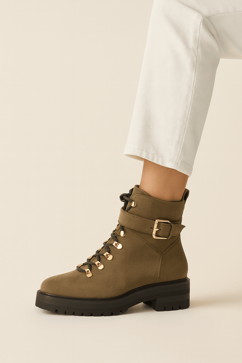 Joop Women's Olive Green  Lace Up Ankle Boots | Joop In Lebanon