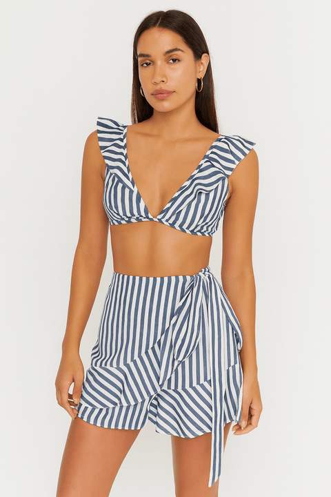 Forever 21 Women's Navy & White Striped Crop Top & Short Set | Forever 21 In Lebanon