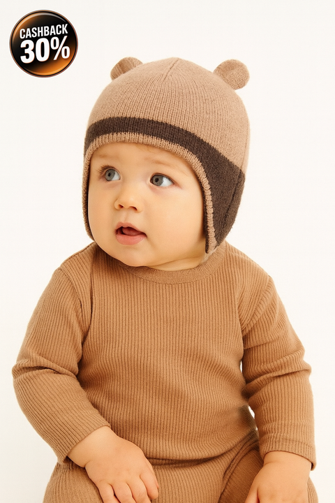 Reserved Baby Boy's Brown Wool Blend Beanie | Reserved In Lebanon