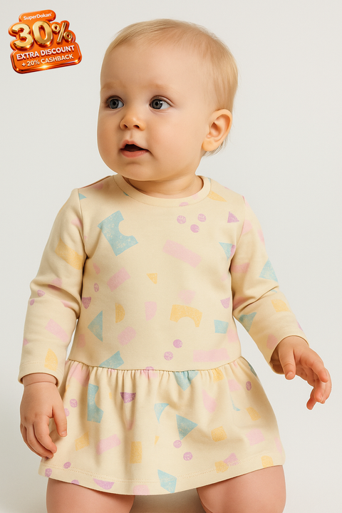 Sinsay Baby Girl's Beige Long-Sleeve Dress ANFK573