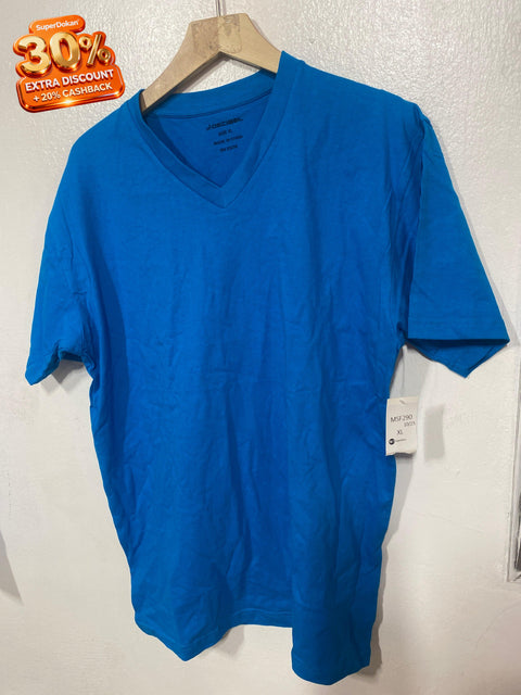 Decibel Women's Blue Short Sleeve V-Neck Cotton T-Shirt | Decibel In Lebanon