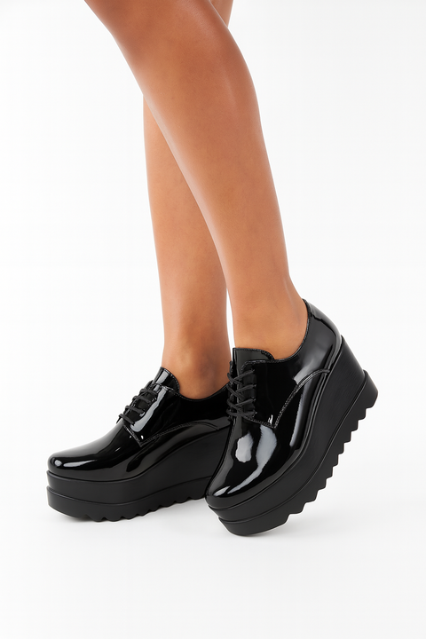 Tata Italia Women's Black Leather Heeled Casual Shoes | Tata Italia In Lebanon
