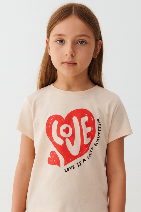 Sinsay Girl's Beige Printed T-shirt | Sinsay In Lebanon