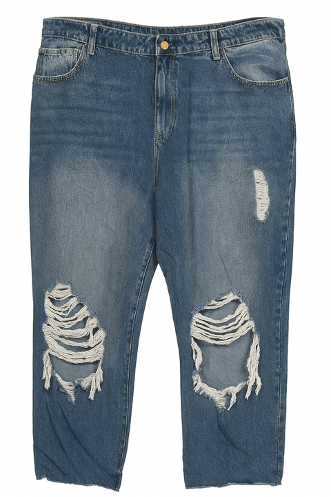 Forever 21 Women's Blue Wild Leg Knee Ripped Jeans | Forever 21 In Lebanon