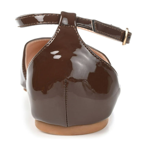 Journee Collection Women's Brown Reba Buckle Pointed Toe Ballet Flats | Journee Collection In Lebanon