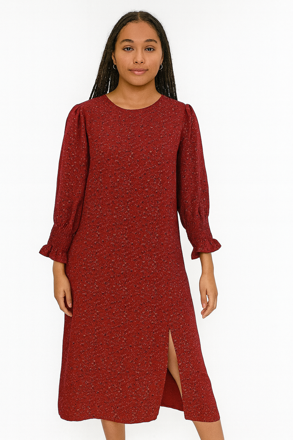 Forever 21 Women's Burgundy Floral Long Sleeve Maxi Dress |Forever 21 In Lebanon