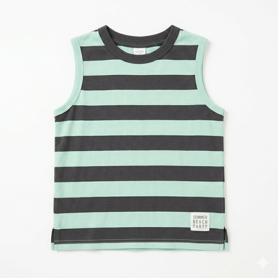 Zara Boy's Light Blue & Grey Striped Tank Top | Zara In Lebanon