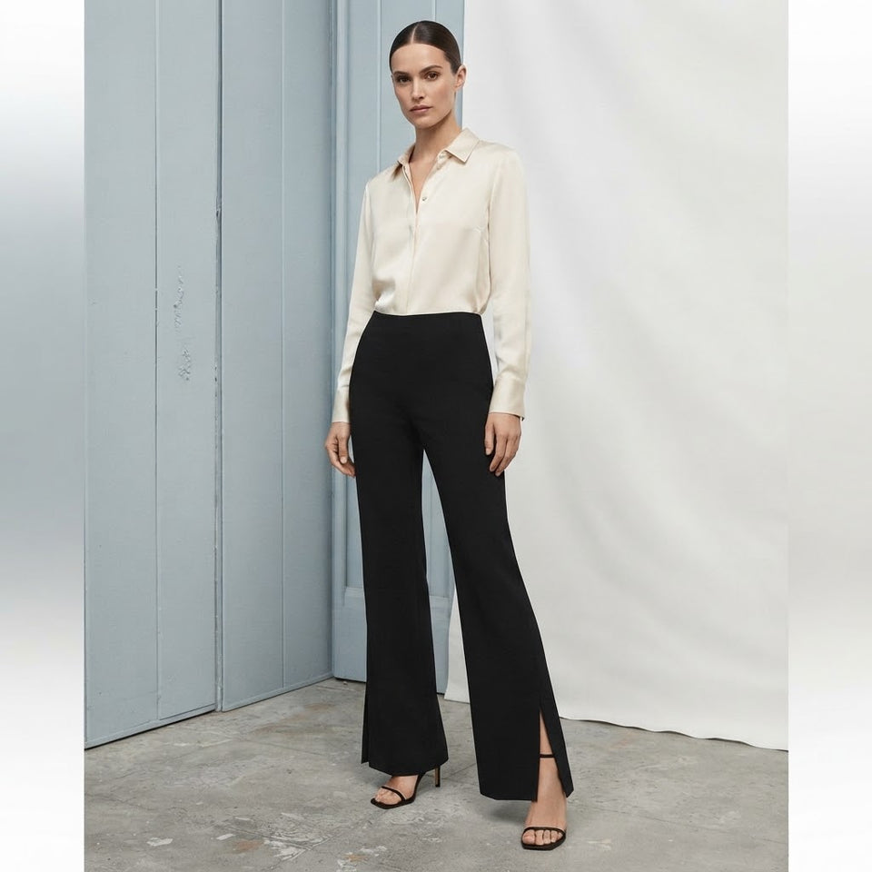 Calvin Klein Women's Black Tailored Knit Pull-On Flare Leg Pants