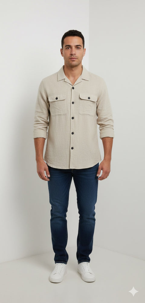 Selected Homme Men's Beige Shirt | Selected Homme In Lebanon