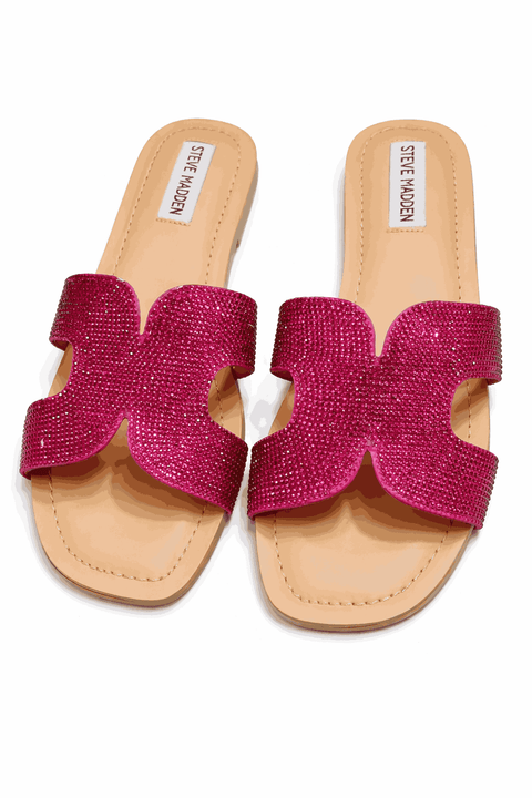 Steve Madden Women's Hot Pink Rhinestone Zarnia-R Slippers | Steve Madden In Lebanon
