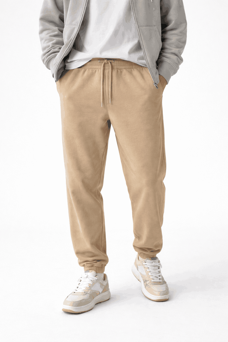 Celio Men's Beige Regular Fit Jogging Sweatpants | Celio In Lebanon
